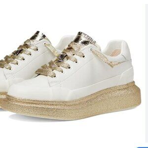 Vintage Havana EST 1964 Tara Sparkly White Leather Platform Sneakers Size 10